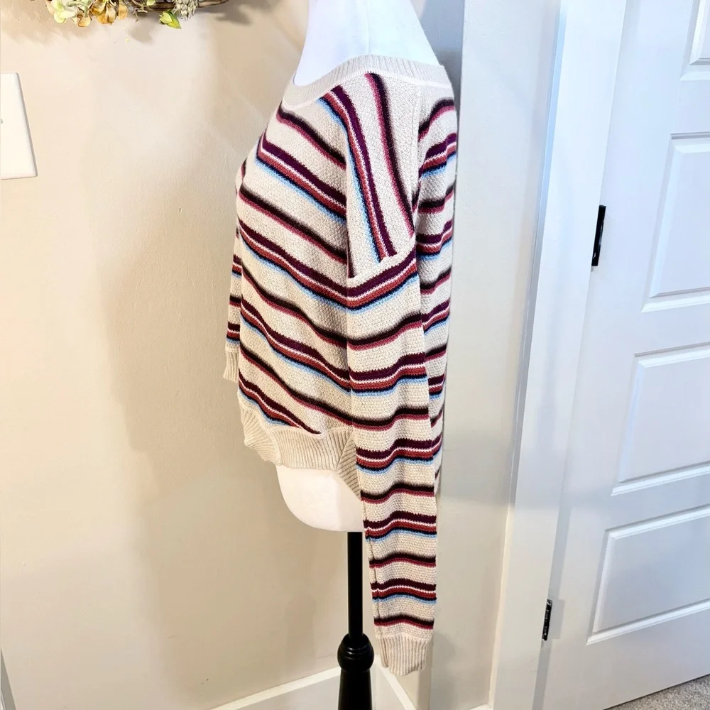 FREE PEOPLE BEACH Road Trip Alpaca Blend Boxy Cropped Split Side Sweater Sz S💛
